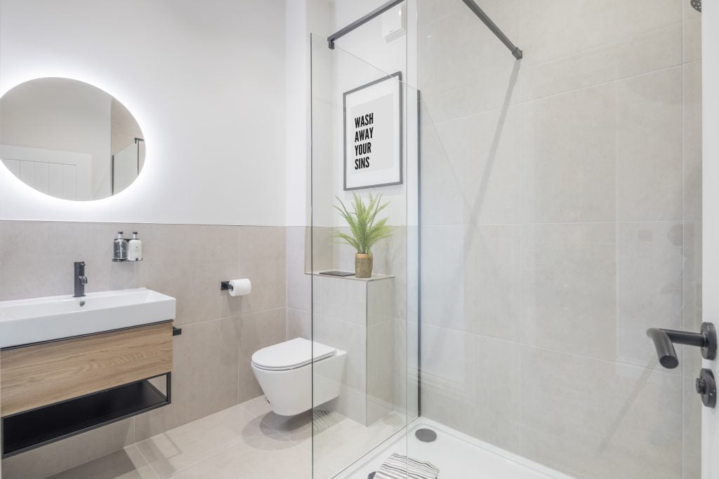 wash away your sins modern bathroom - Cambridge Interior Design