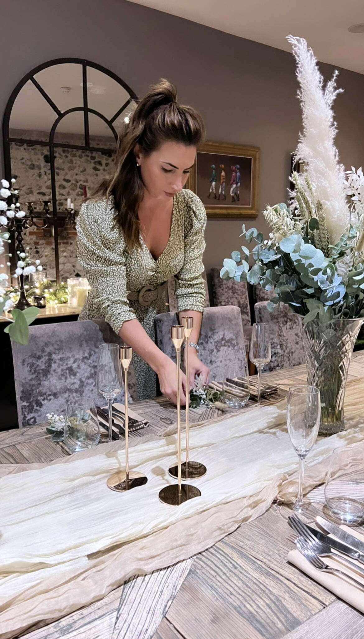 natasha crotty styling a table ay the pack horse in Moulton - owner of styled home design
