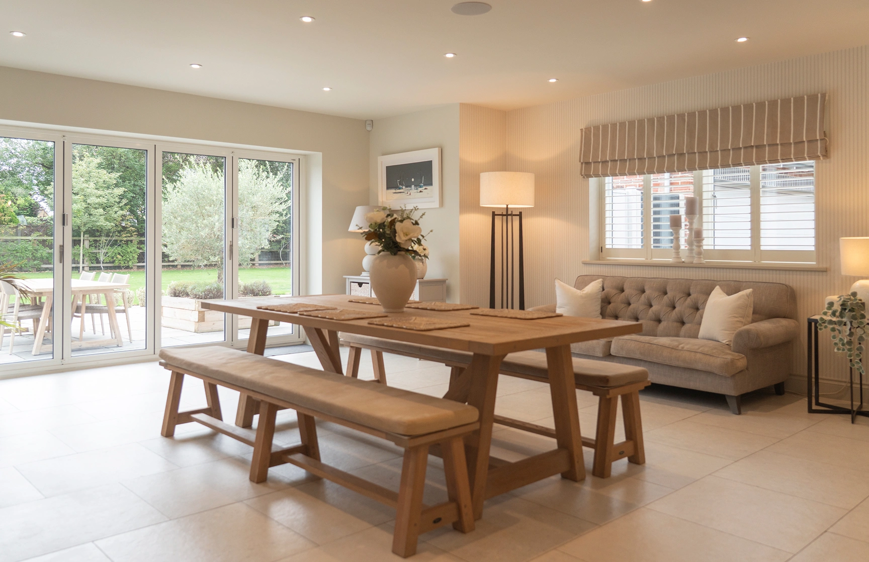 Bench style dining table